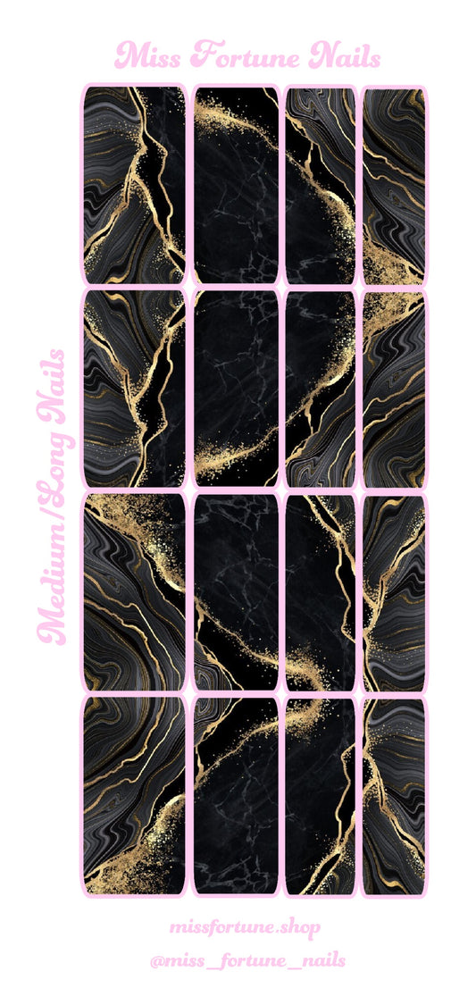 Black & Gold Marble Decals ♡